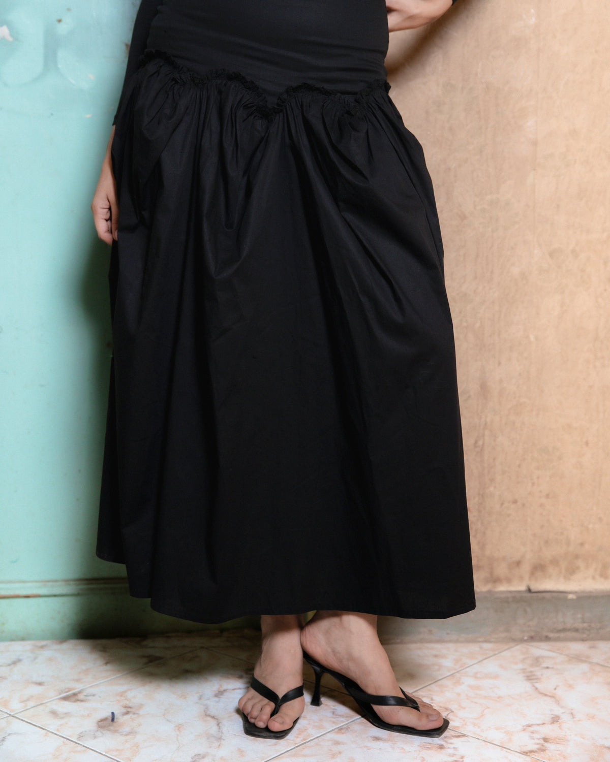 Gathered Skirt Black