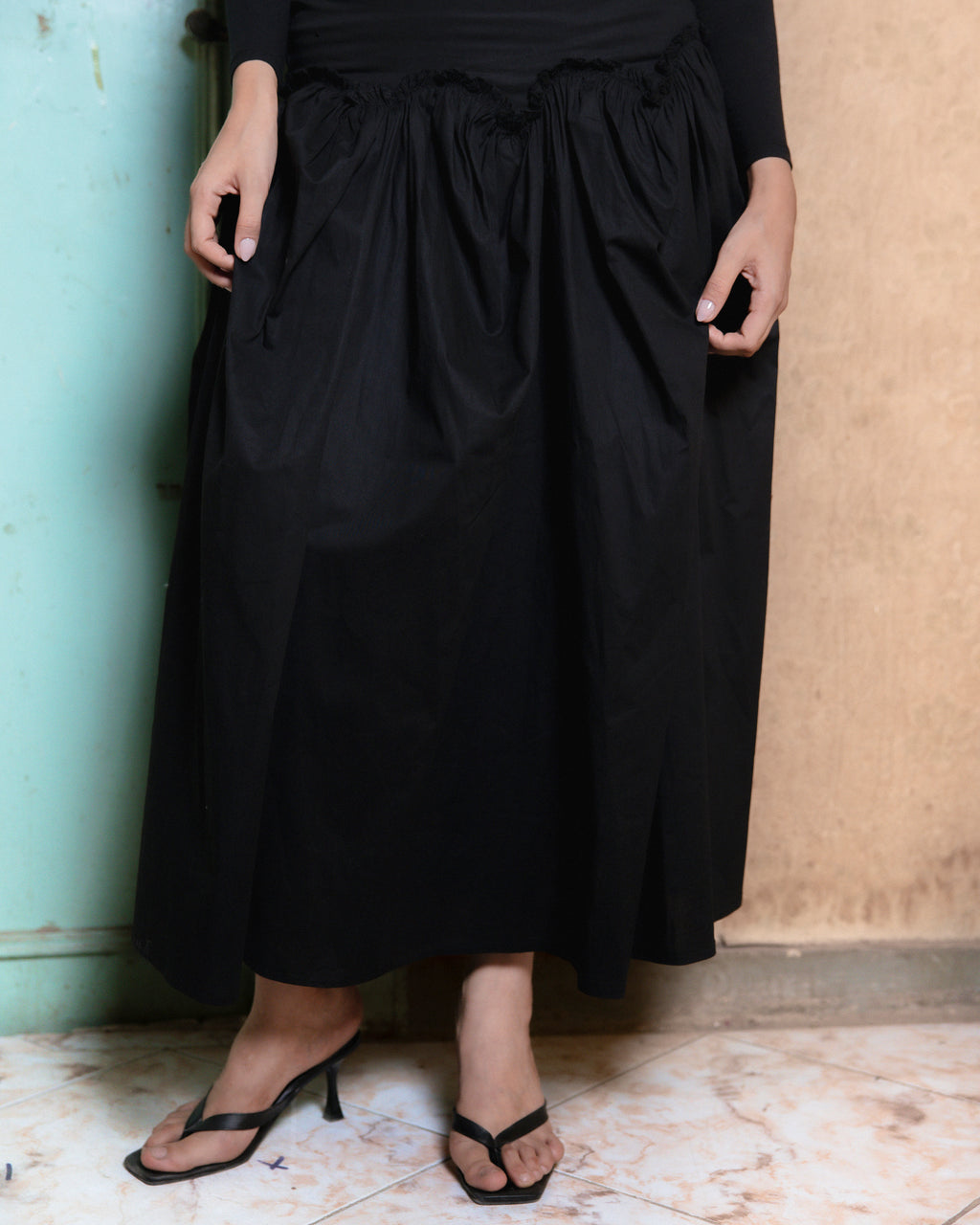 Gathered Skirt Black