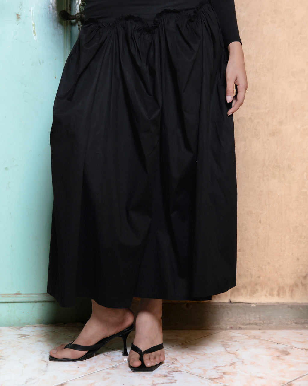 Gathered Skirt Black