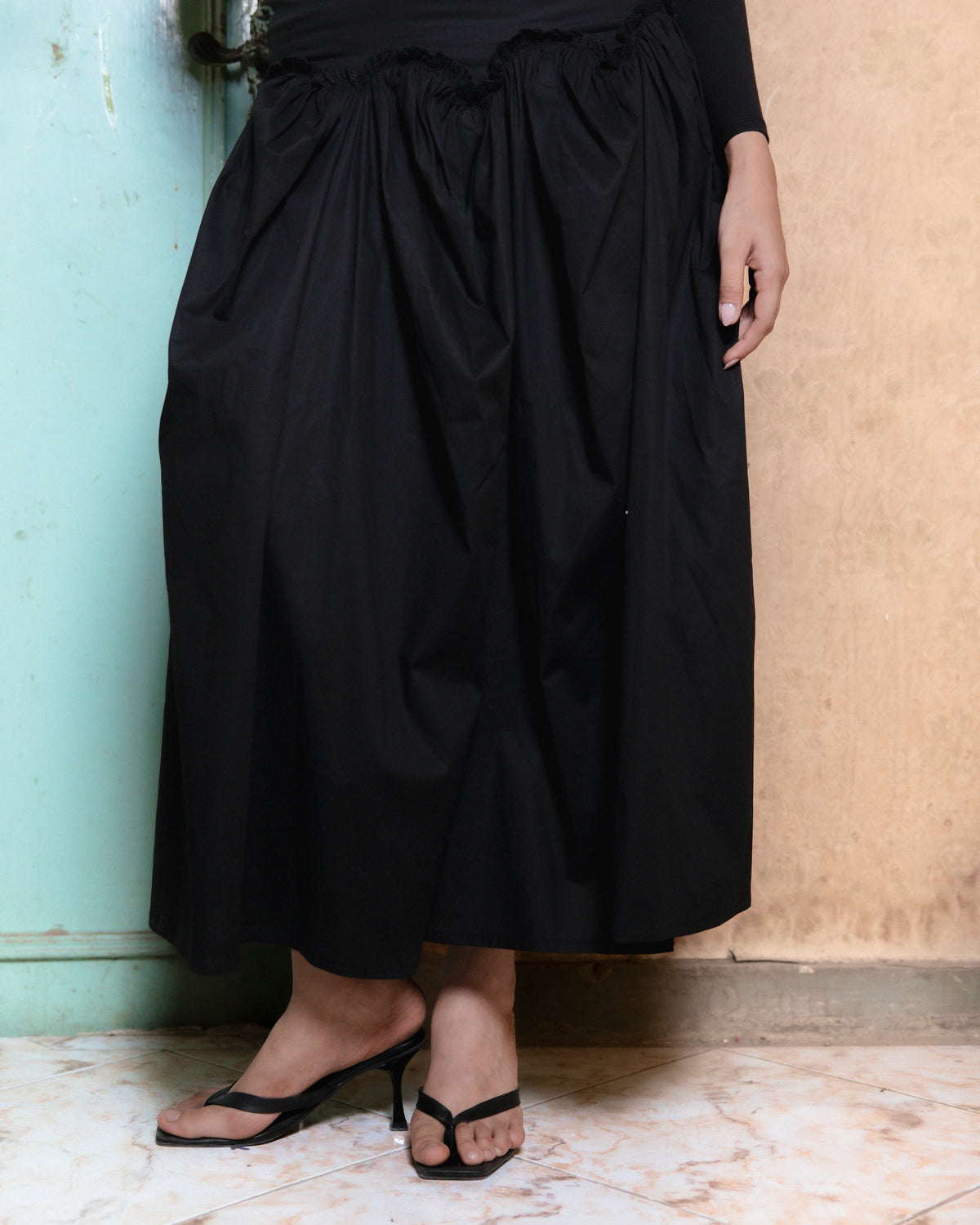 Gathered Skirt Black