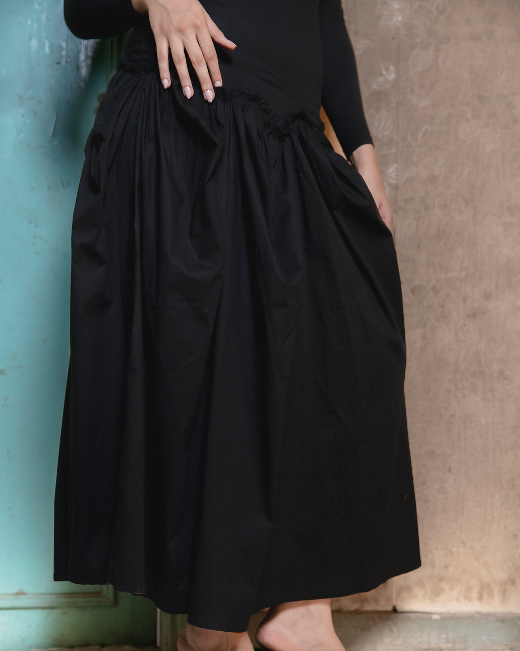 Gathered Skirt Black