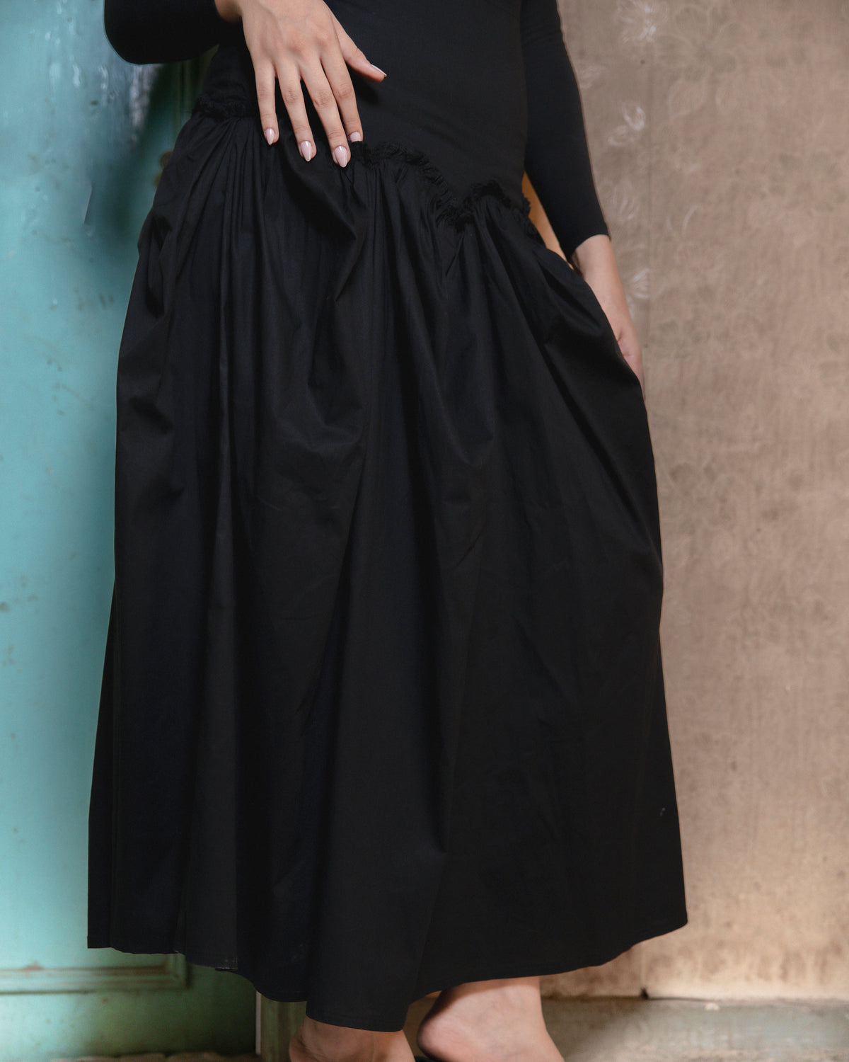Gathered Skirt Black